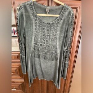 Xcvi top with fringe gently worn